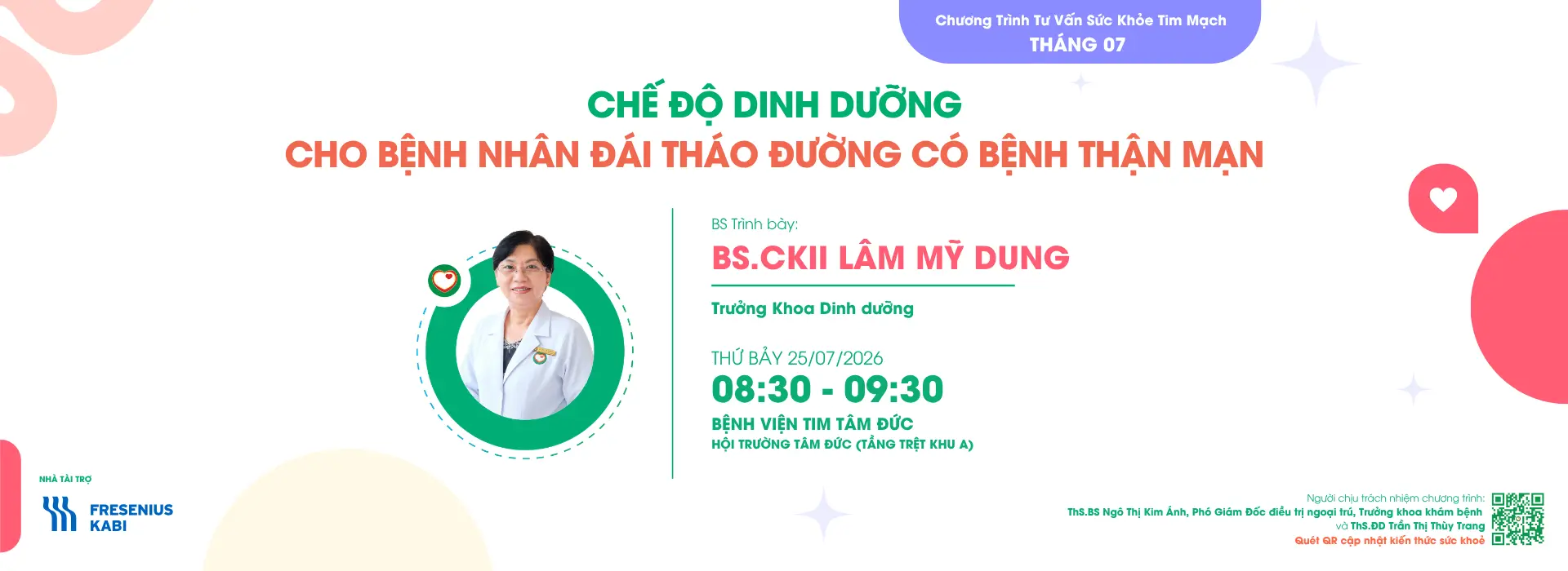Tư vấn sức khỏe tim mạch tháng 07/2026: Chế độ ăn cho bệnh nhân đái tháo đường và bệnh thận